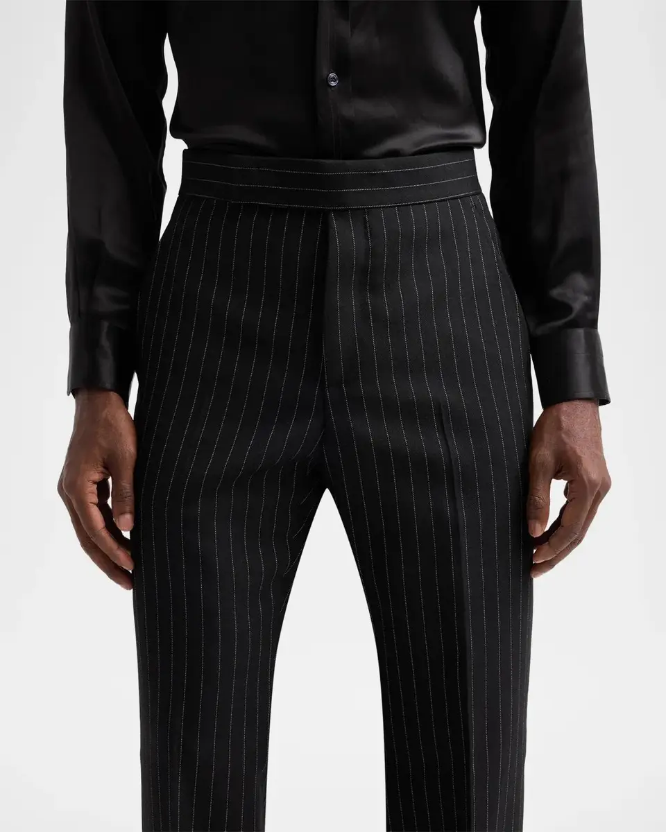 Tom Ford Men's Pinstripe Slim Flat-Front Trousers | Thumbnail 5 Tom Ford Men's Pinstripe Slim Flat-Front Trousers | Thumbnail 5