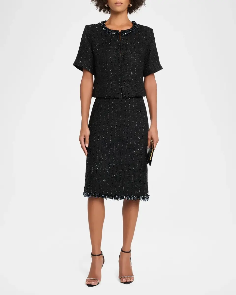 Ungaro Alma Beaded Fringe Tweed Midi Skirt | Thumbnail 2 Ungaro Alma Beaded Fringe Tweed Midi Skirt | Thumbnail 2