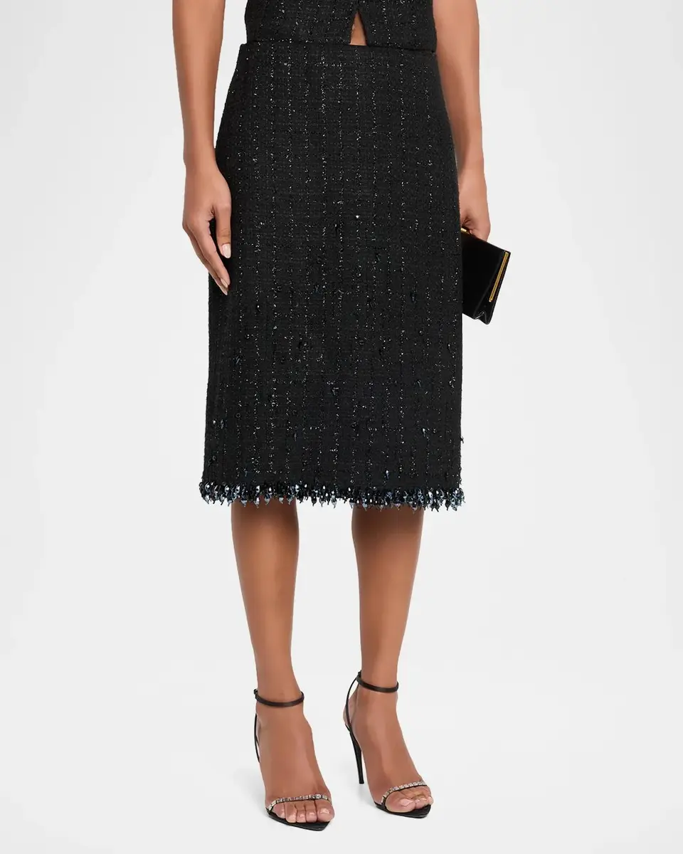Ungaro Alma Beaded Fringe Tweed Midi Skirt | Thumbnail 4 Ungaro Alma Beaded Fringe Tweed Midi Skirt | Thumbnail 4