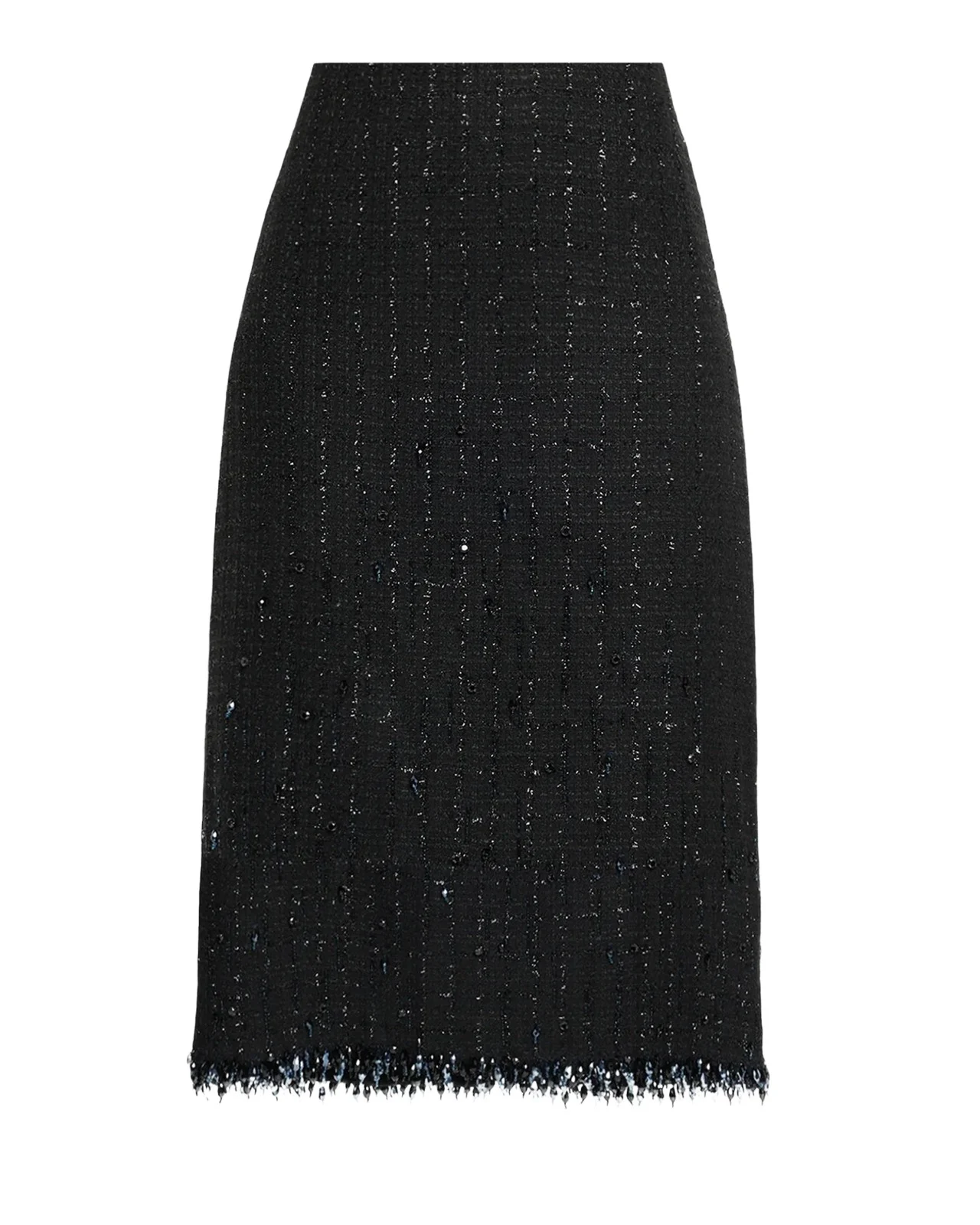 Ungaro Alma Beaded Fringe Tweed Midi Skirt