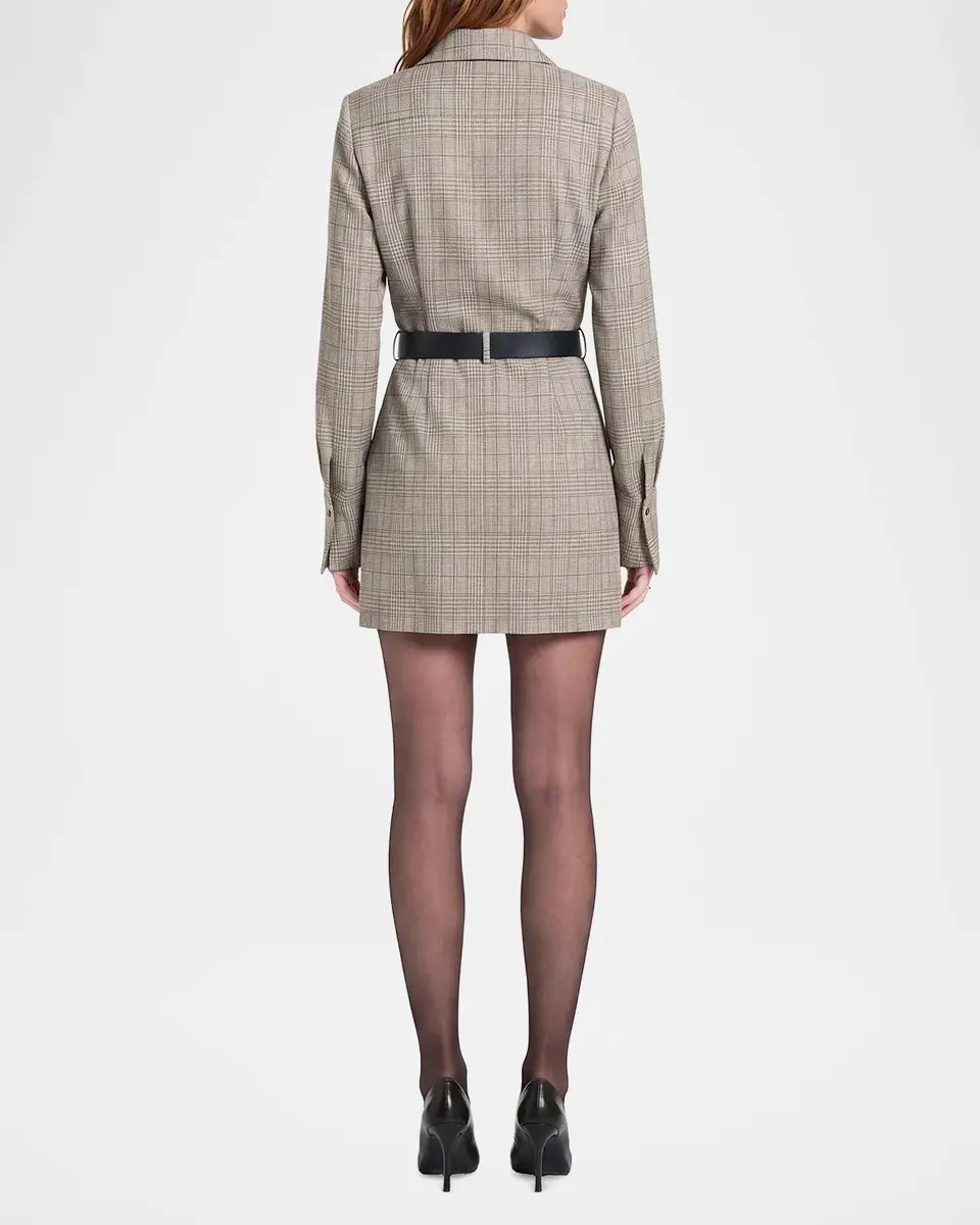NICHOLAS Elowen Belted Glen Check Mini Shirtdress | Thumbnail 3 NICHOLAS Elowen Belted Glen Check Mini Shirtdress | Thumbnail 3