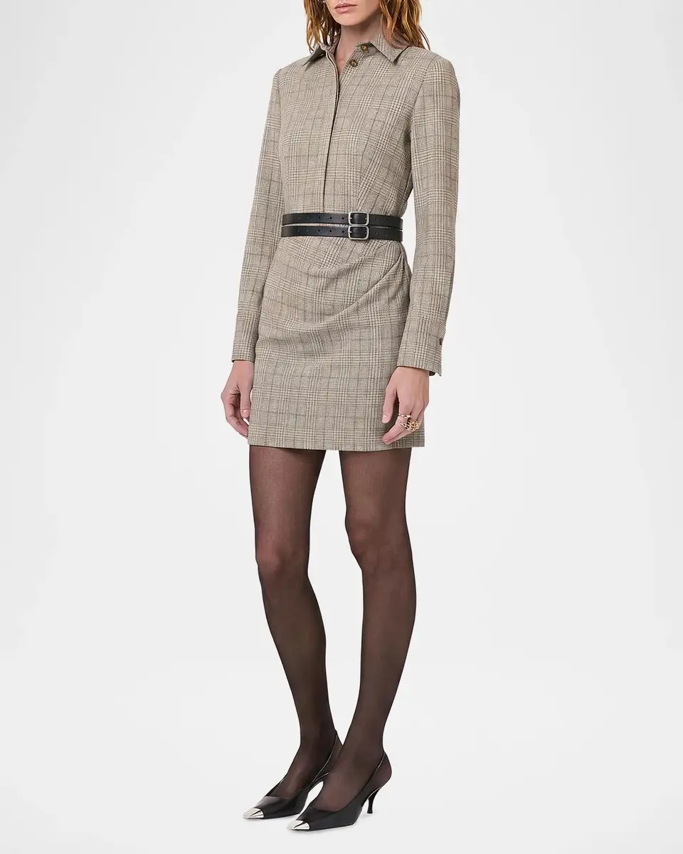 NICHOLAS Elowen Belted Glen Check Mini Shirtdress | Thumbnail 4 NICHOLAS Elowen Belted Glen Check Mini Shirtdress | Thumbnail 4