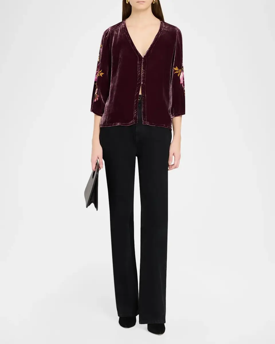 Johnny Was Floral-Embroidered Velvet Bolero | Thumbnail 2 Johnny Was Floral-Embroidered Velvet Bolero | Thumbnail 2