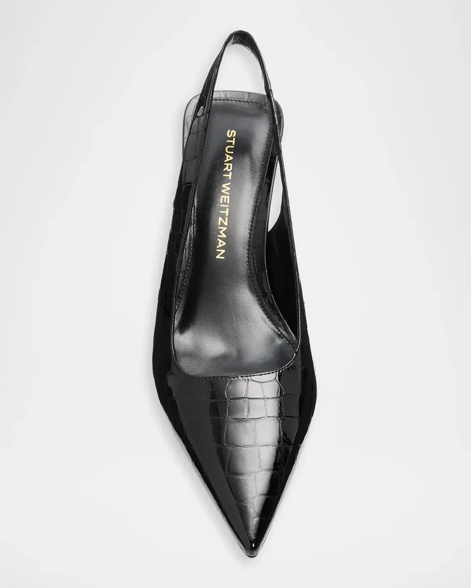 Stuart Weitzman Vinnie 50MM Croc-Embossed Leather Slingback Sandals | Thumbnail 3 Stuart Weitzman Vinnie 50MM Croc-Embossed Leather Slingback Sandals | Thumbnail 3
