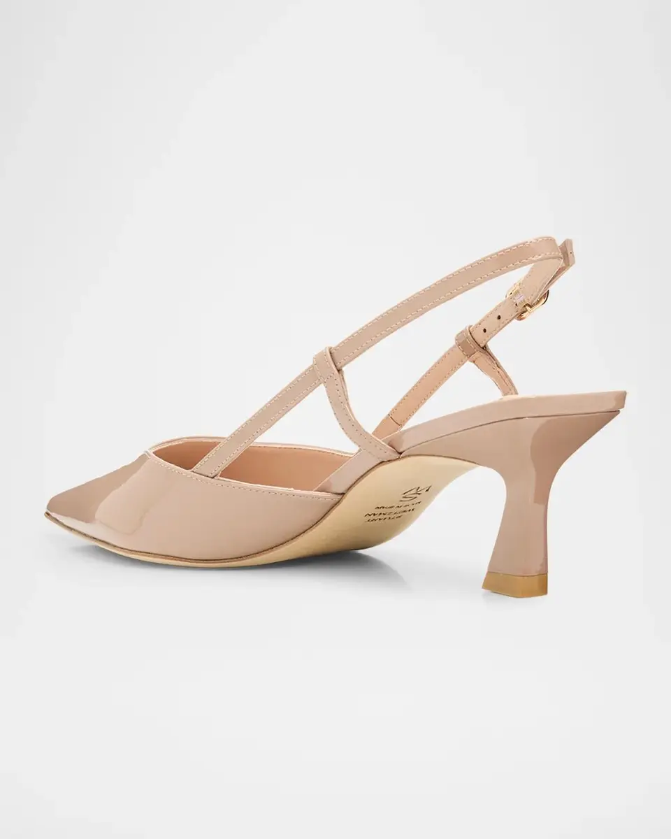 Stuart Weitzman 50mm Vinnie Patent Leather Kitten Slingback Pumps | Thumbnail 2 Stuart Weitzman 50mm Vinnie Patent Leather Kitten Slingback Pumps | Thumbnail 2