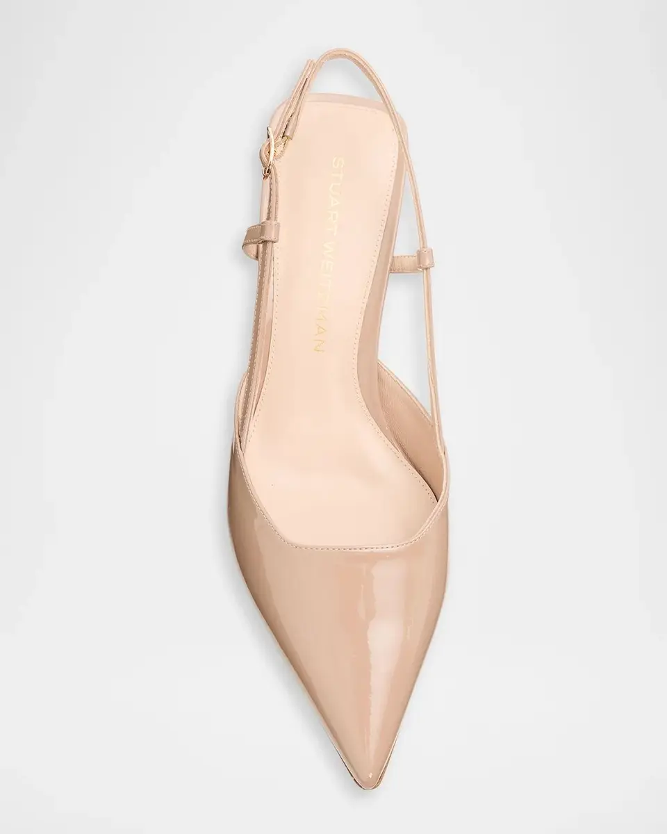 Stuart Weitzman 50mm Vinnie Patent Leather Kitten Slingback Pumps | Thumbnail 3 Stuart Weitzman 50mm Vinnie Patent Leather Kitten Slingback Pumps | Thumbnail 3