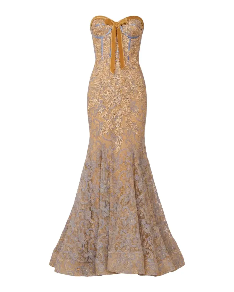 Embellished Lace Strapless Mermaid Gown Embellished Lace Strapless Mermaid Gown