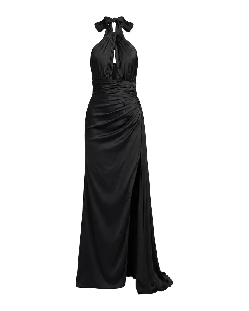 Satin Side-Slit Halter Gown Satin Side-Slit Halter Gown