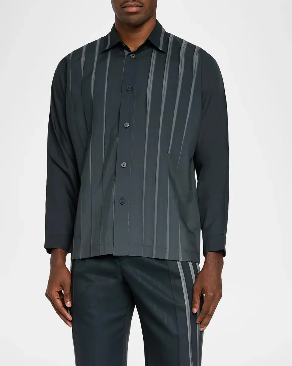 Issey Miyake Men's Dawn Ray Pleated Button-Front Shirt | Thumbnail 4 Issey Miyake Men's Dawn Ray Pleated Button-Front Shirt | Thumbnail 4