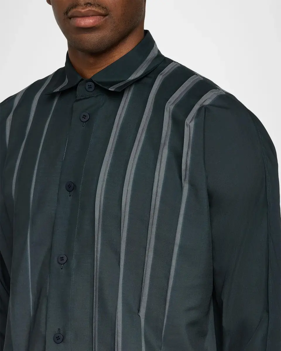 Issey Miyake Men's Dawn Ray Pleated Button-Front Shirt | Thumbnail 5 Issey Miyake Men's Dawn Ray Pleated Button-Front Shirt | Thumbnail 5