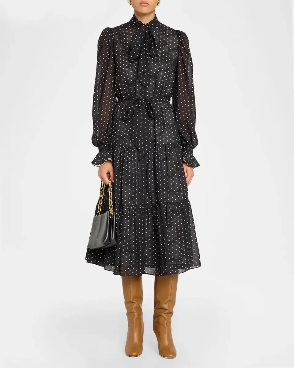 Kobi Halperin Erin Polka Dot Chiffon Midi Dress | Thumbnail 2