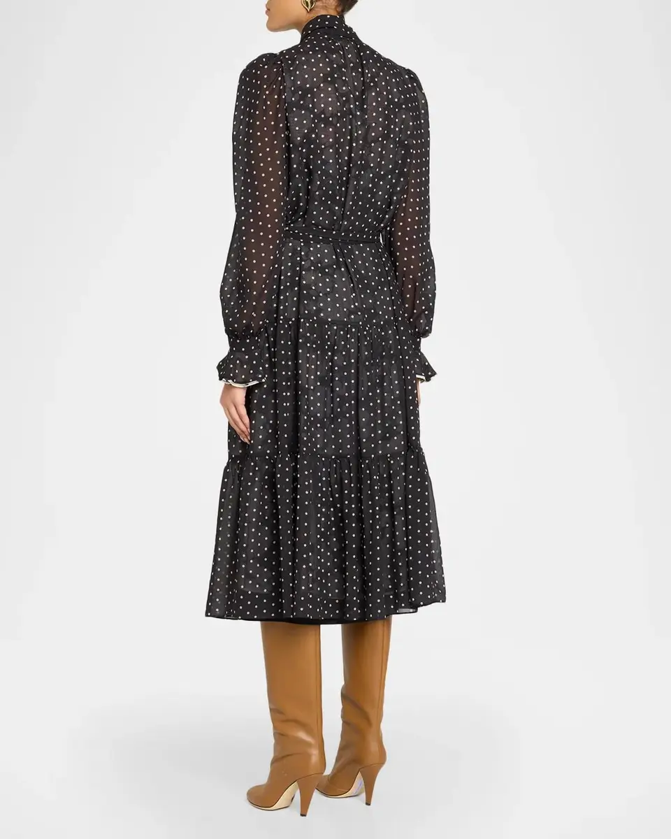 Kobi Halperin Erin Polka Dot Chiffon Midi Dress | Thumbnail 3