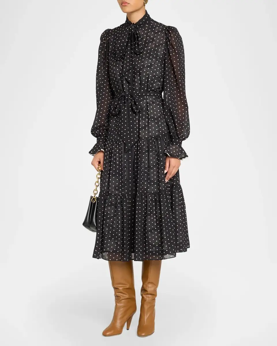 Kobi Halperin Erin Polka Dot Chiffon Midi Dress | Thumbnail 4