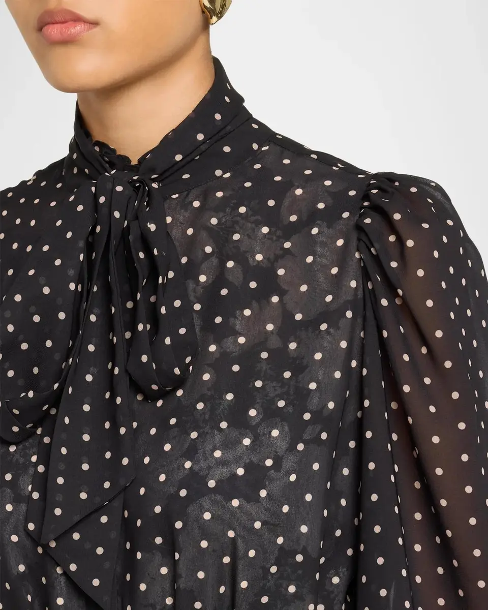 Kobi Halperin Erin Polka Dot Chiffon Midi Dress | Thumbnail 5