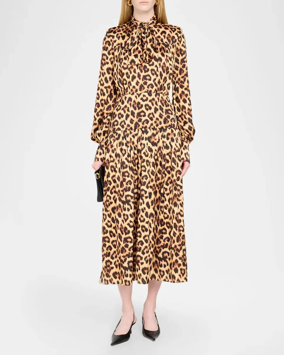Chiara Boni La Petite Robe Darkene Pleated Leopard-Print Midi Dress | Thumbnail 2 Chiara Boni La Petite Robe Darkene Pleated Leopard-Print Midi Dress | Thumbnail 2