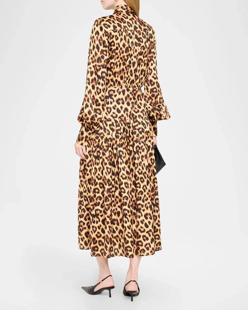 Chiara Boni La Petite Robe Darkene Pleated Leopard-Print Midi Dress | Thumbnail 3 Chiara Boni La Petite Robe Darkene Pleated Leopard-Print Midi Dress | Thumbnail 3