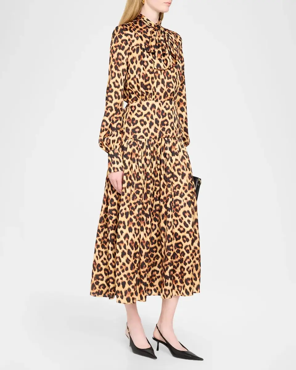 Chiara Boni La Petite Robe Darkene Pleated Leopard-Print Midi Dress | Thumbnail 4 Chiara Boni La Petite Robe Darkene Pleated Leopard-Print Midi Dress | Thumbnail 4