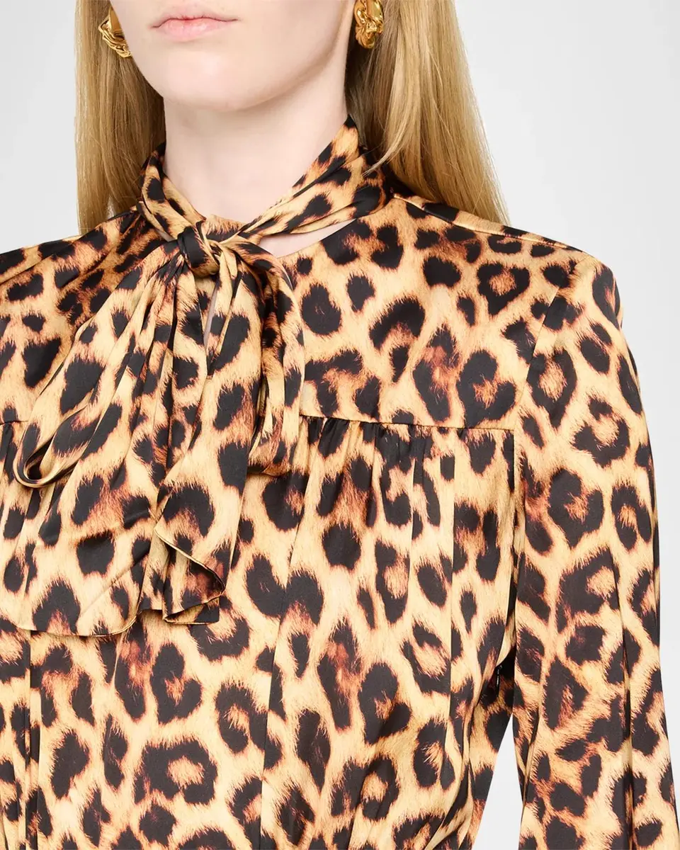 Chiara Boni La Petite Robe Darkene Pleated Leopard-Print Midi Dress | Thumbnail 5 Chiara Boni La Petite Robe Darkene Pleated Leopard-Print Midi Dress | Thumbnail 5