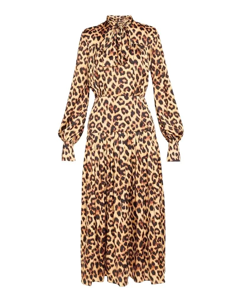 Chiara Boni La Petite Robe Darkene Pleated Leopard-Print Midi Dress