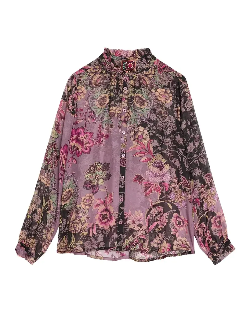 Pamela Floral-Print Silk Blouse