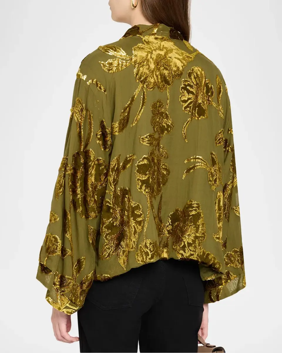 Johnny Was Shakri Short Floral Burnout Silk Kimono | Thumbnail 3