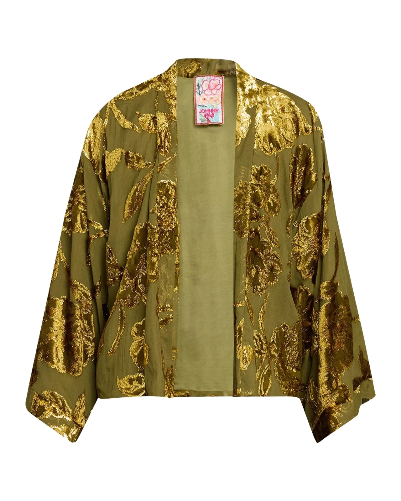 Johnny Was Shakri Short Floral Burnout Silk Kimono