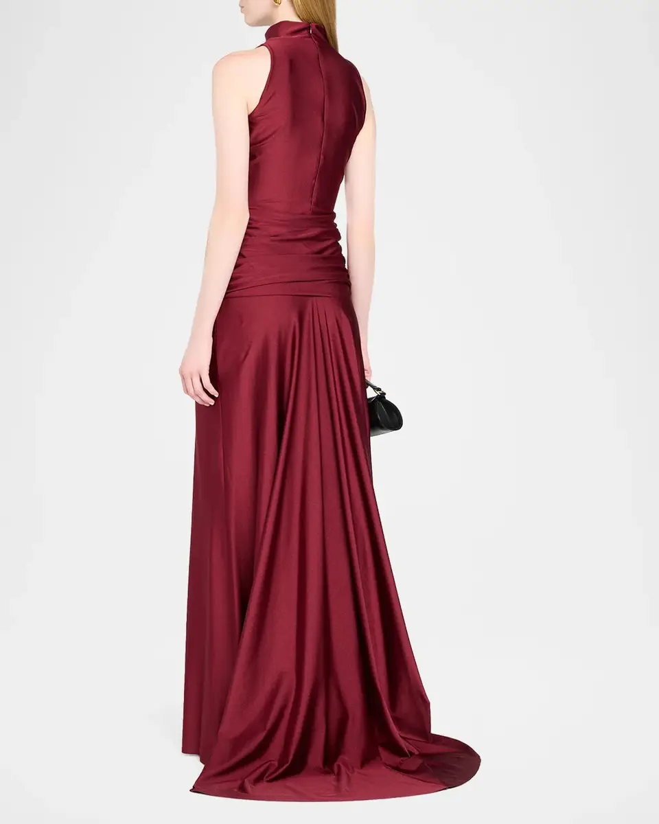 Chiara Boni La Petite Robe Draped Mock-Neck Column Gown | Thumbnail 3 Chiara Boni La Petite Robe Draped Mock-Neck Column Gown | Thumbnail 3