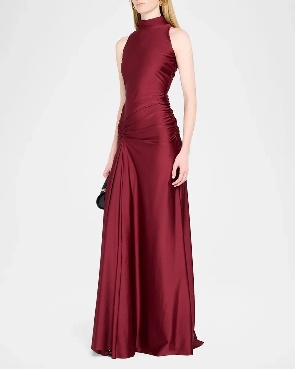 Chiara Boni La Petite Robe Draped Mock-Neck Column Gown | Thumbnail 4 Chiara Boni La Petite Robe Draped Mock-Neck Column Gown | Thumbnail 4