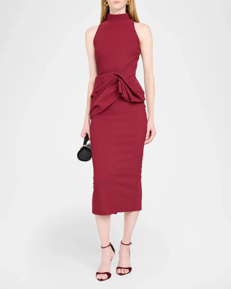 Chiara Boni La Petite Robe Morpheus Ruffle Mock-Neck Midi Dress | Thumbnail 2