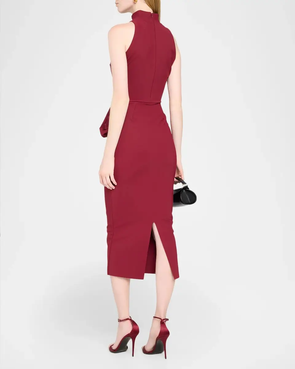 Chiara Boni La Petite Robe Morpheus Ruffle Mock-Neck Midi Dress | Thumbnail 3