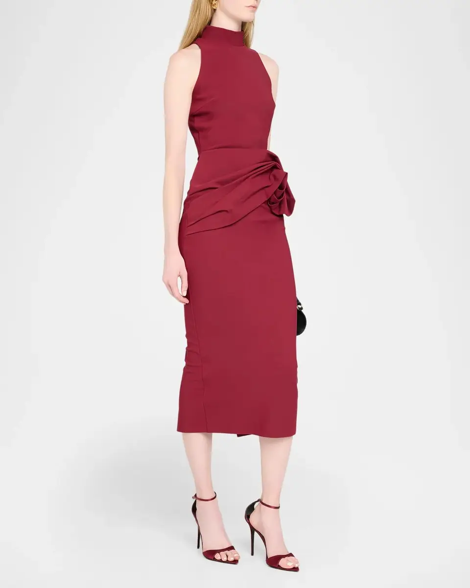 Chiara Boni La Petite Robe Morpheus Ruffle Mock-Neck Midi Dress | Thumbnail 4