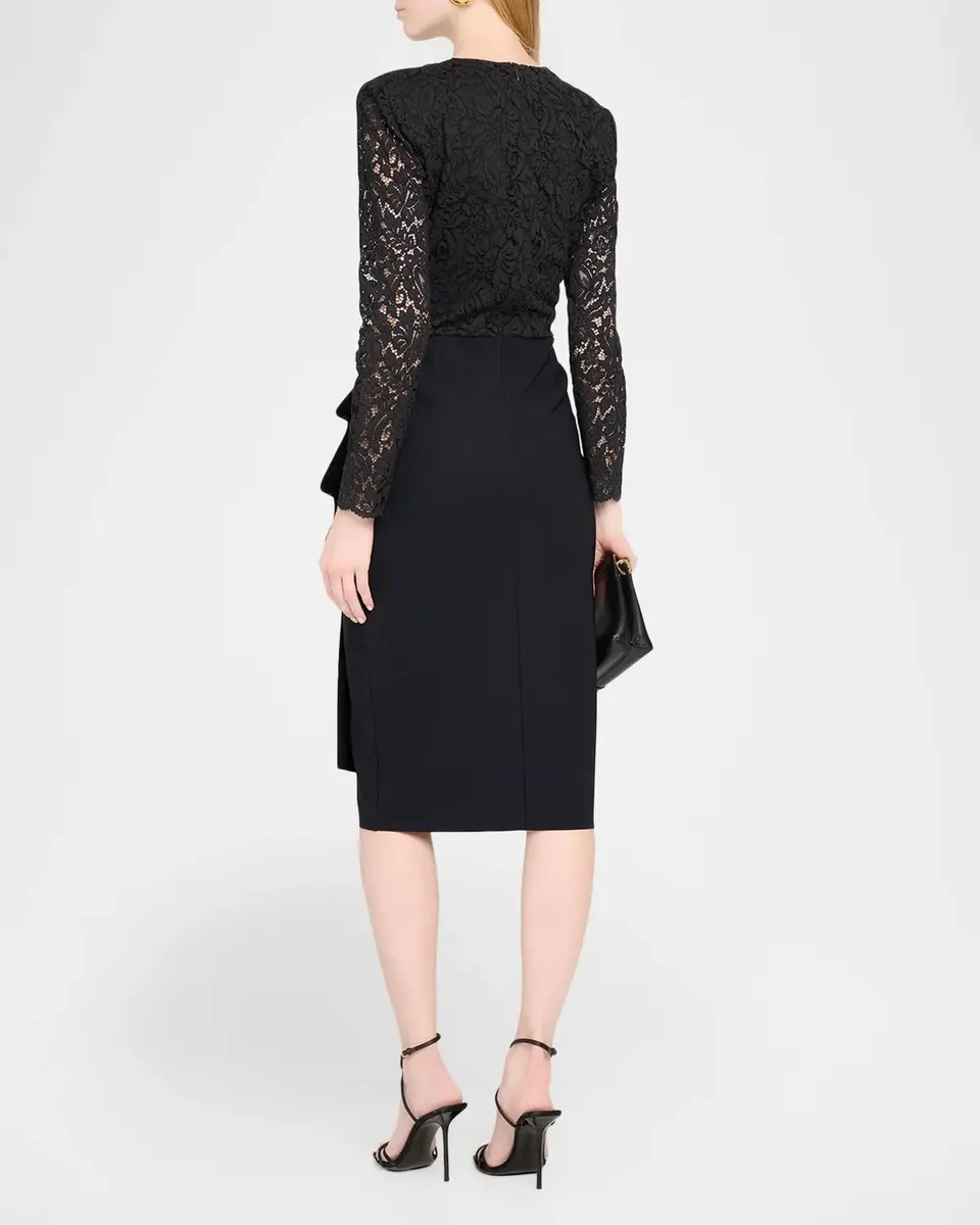Chiara Boni La Petite Robe Bodycon Ruffle Lace Knee-Length Dress | Thumbnail 3 Chiara Boni La Petite Robe Bodycon Ruffle Lace Knee-Length Dress | Thumbnail 3