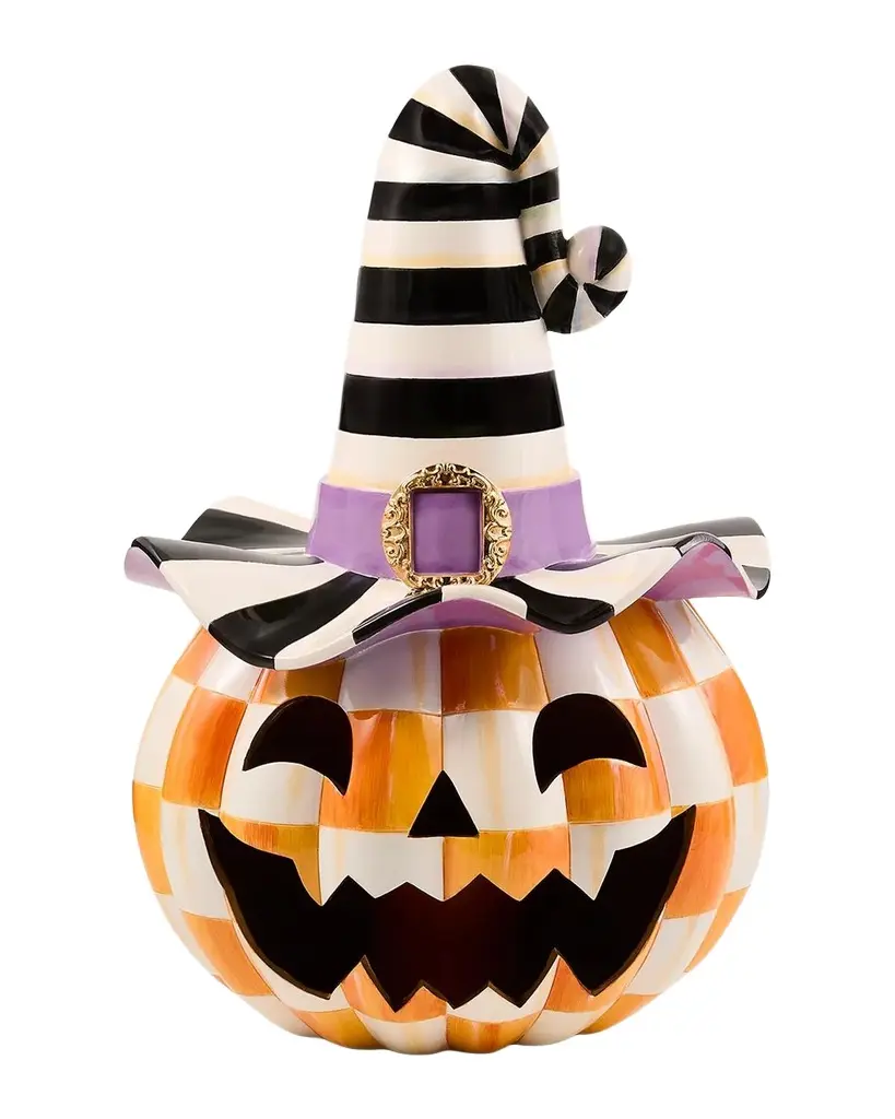 MacKenzie-Childs Small Orange Check Resin Jack O 'Lantern