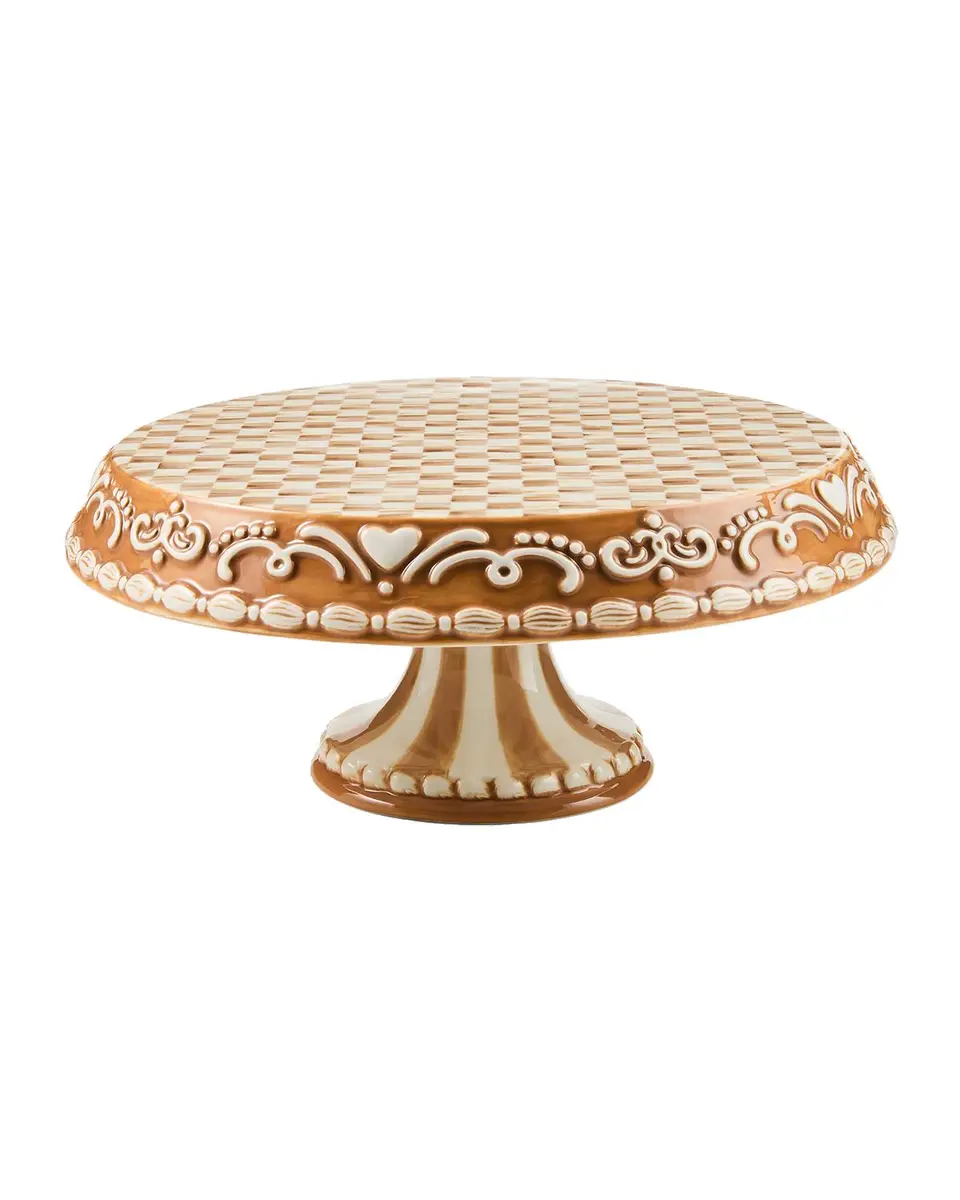 MacKenzie-Childs Mocha Check Ceramic Cake Stand | Thumbnail 3 MacKenzie-Childs Mocha Check Ceramic Cake Stand | Thumbnail 3