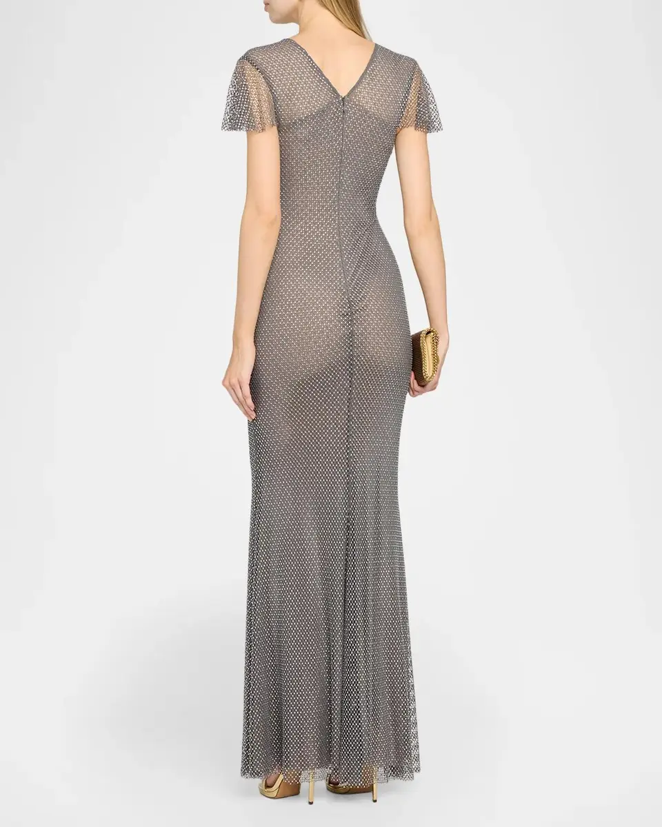 Self-Portrait Rhinestone Fishnet Maxi Dress | Thumbnail 3 Self-Portrait Rhinestone Fishnet Maxi Dress | Thumbnail 3