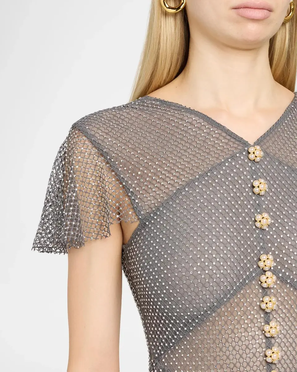 Self-Portrait Rhinestone Fishnet Maxi Dress | Thumbnail 5 Self-Portrait Rhinestone Fishnet Maxi Dress | Thumbnail 5