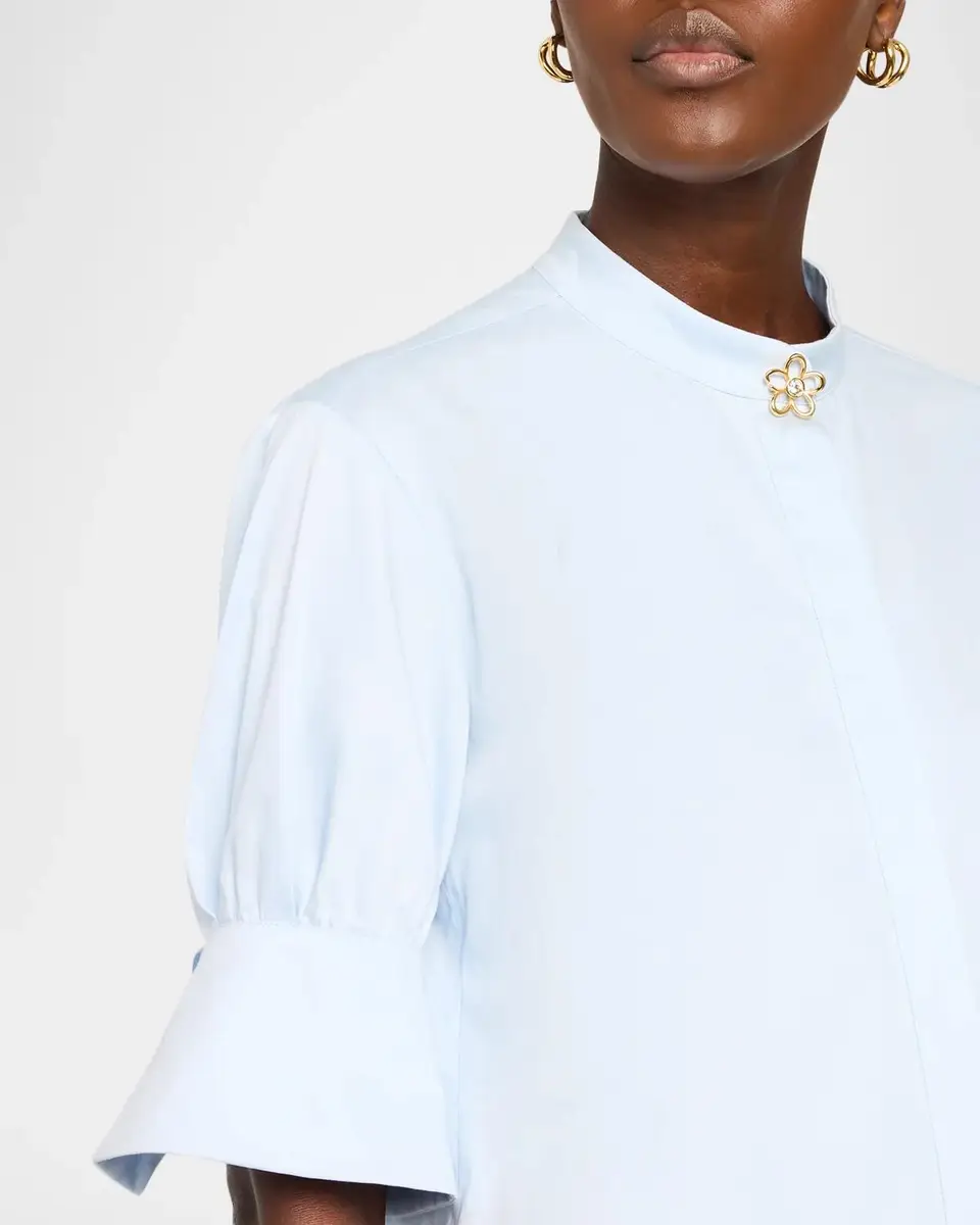 Oscar de la Renta Short-Sleeve Cotton Poplin Button-Down Shirt | Thumbnail 5