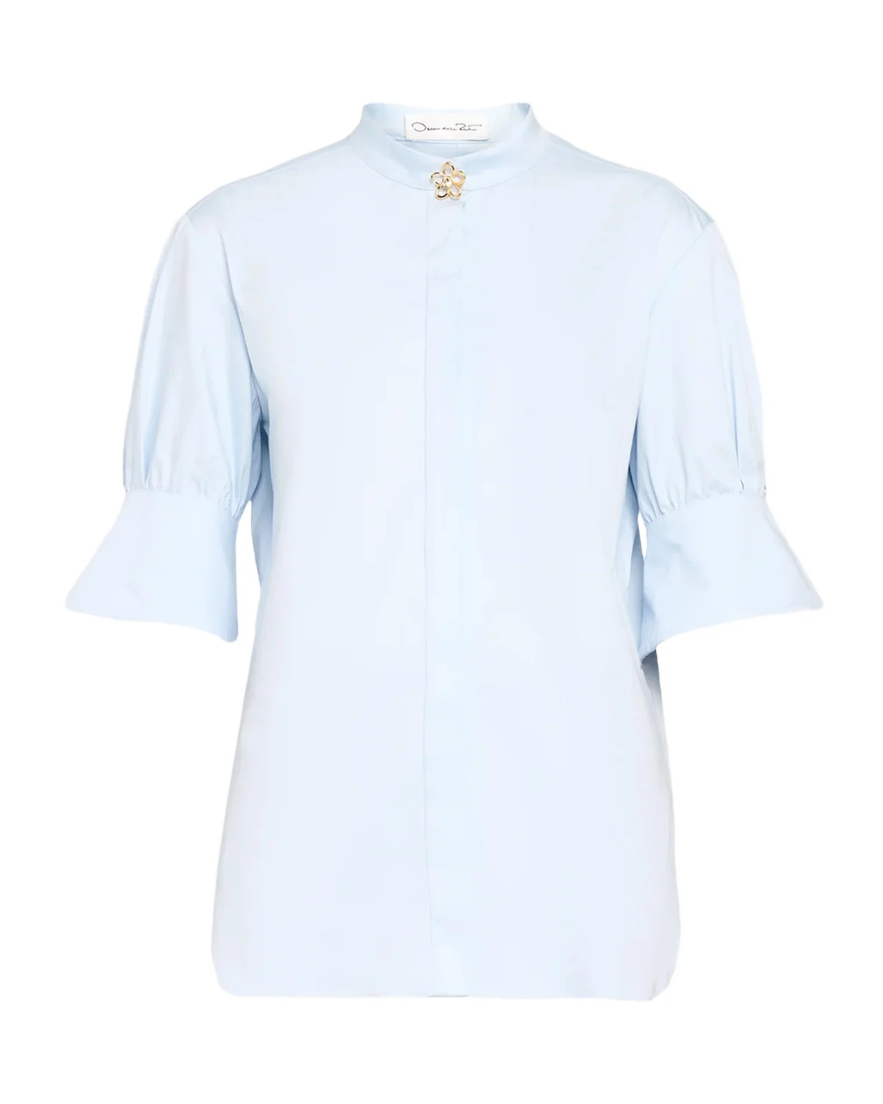 Oscar de la Renta Short-Sleeve Cotton Poplin Button-Down Shirt