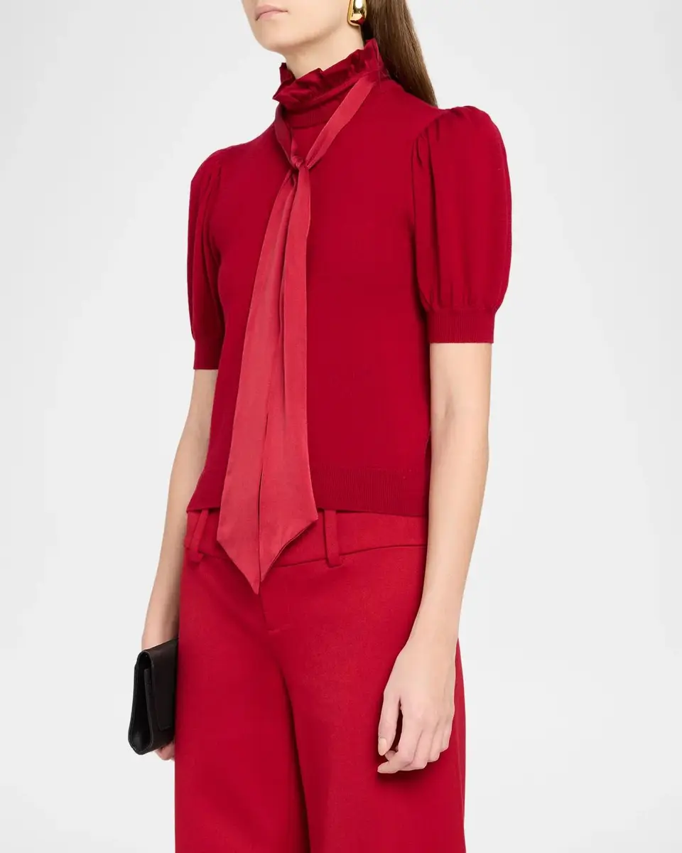 Alice + Olivia Chase Puff Sleeve Tie Sweater | Thumbnail 4 Alice + Olivia Chase Puff Sleeve Tie Sweater | Thumbnail 4