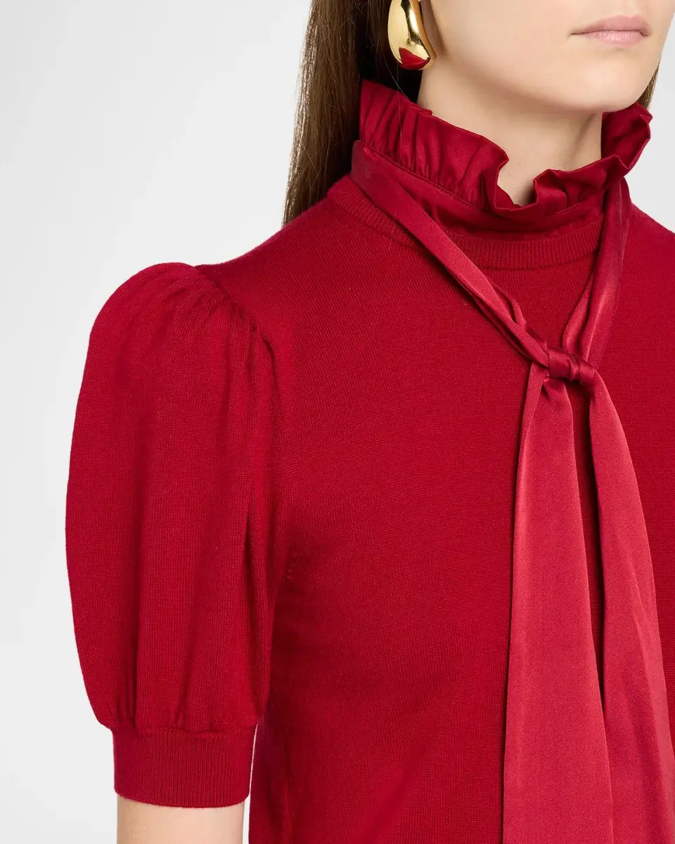 Alice + Olivia Chase Puff Sleeve Tie Sweater | Thumbnail 5 Alice + Olivia Chase Puff Sleeve Tie Sweater | Thumbnail 5