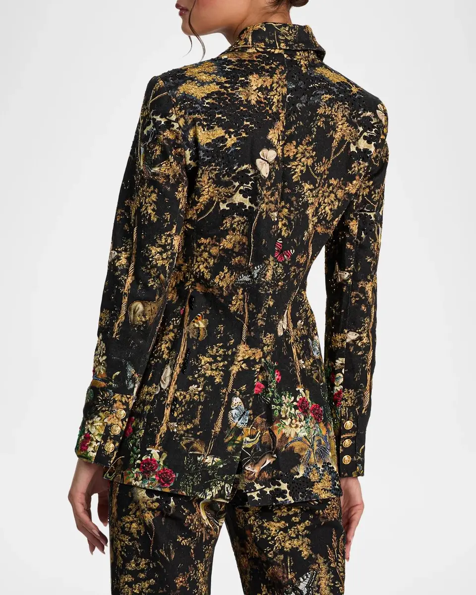 Alice + Olivia Breann Embroidered Denim Blazer | Thumbnail 3 Alice + Olivia Breann Embroidered Denim Blazer | Thumbnail 3