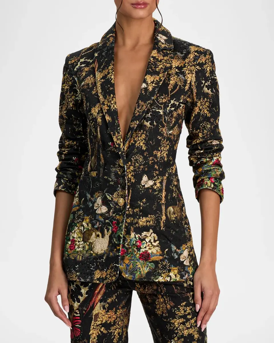 Alice + Olivia Breann Embroidered Denim Blazer | Thumbnail 4 Alice + Olivia Breann Embroidered Denim Blazer | Thumbnail 4