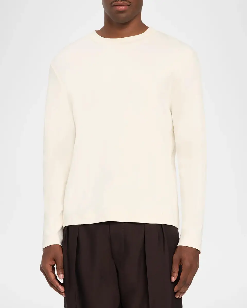 Vince Men's Peached Cotton Crewneck Sweater | Thumbnail 4 Vince Men's Peached Cotton Crewneck Sweater | Thumbnail 4