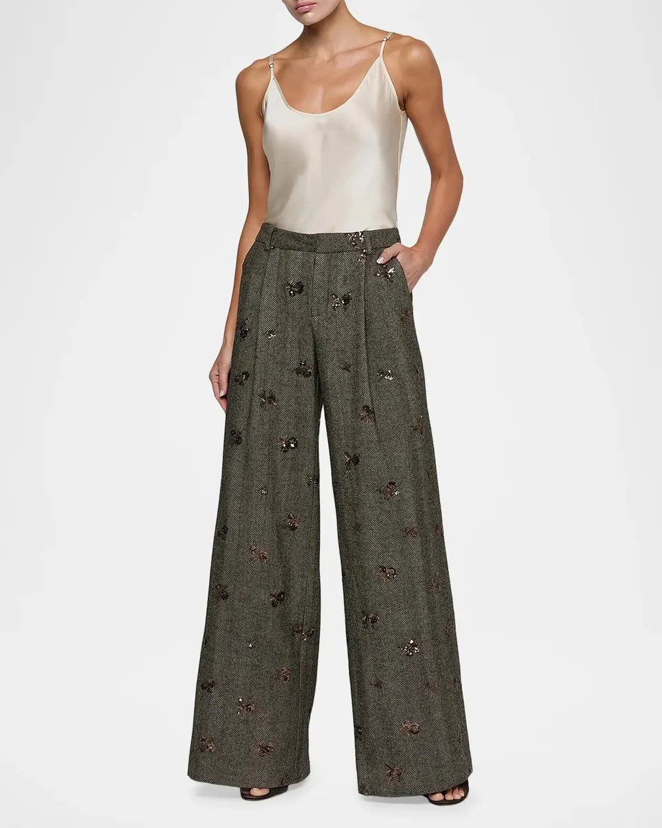 L'Agence Allanah Sequined Herringbone Trousers | Thumbnail 2 L'Agence Allanah Sequined Herringbone Trousers | Thumbnail 2