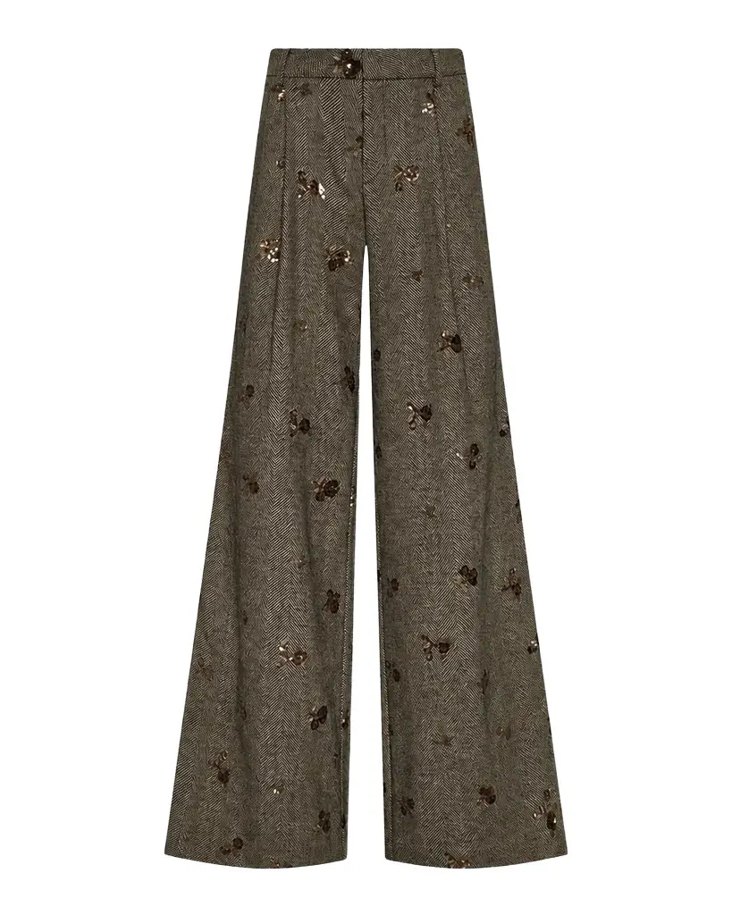 L'Agence Allanah Sequined Herringbone Trousers