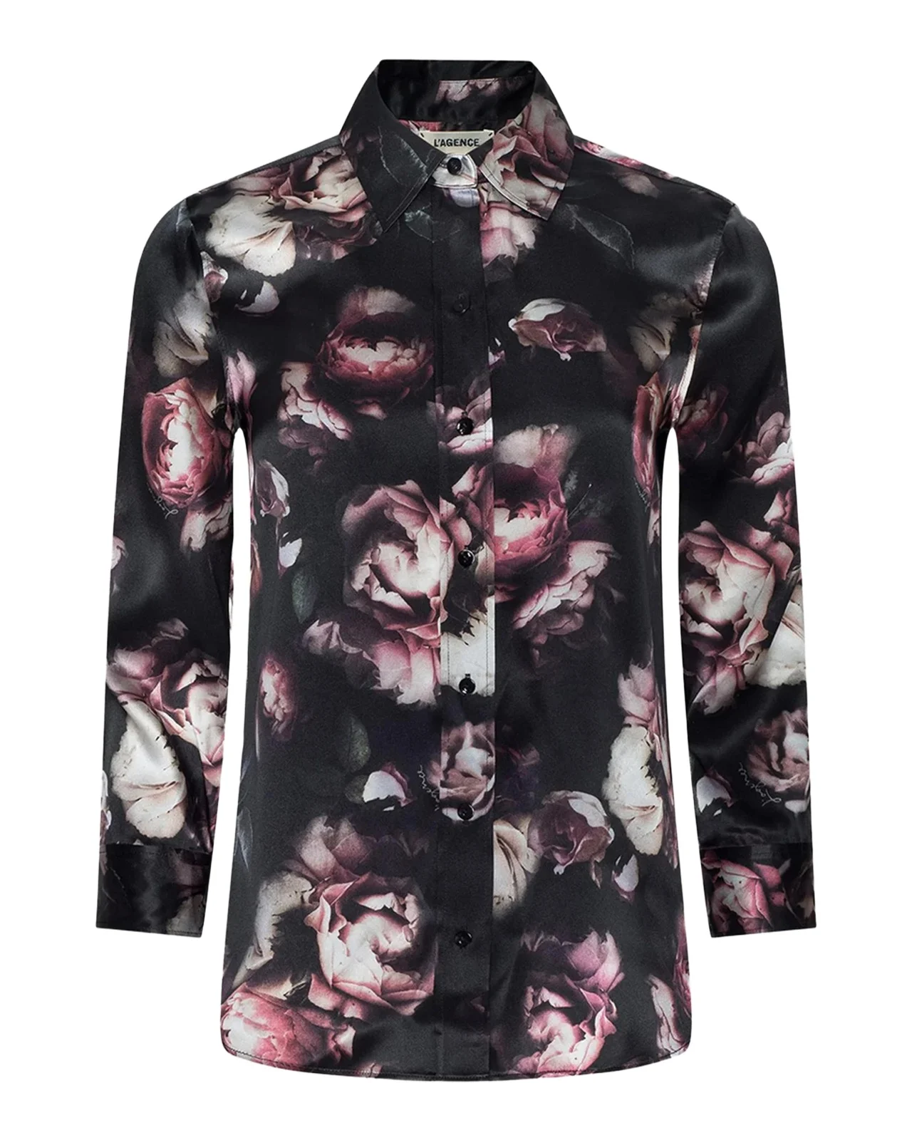 L'Agence Dani Three-Quarter-Sleeve Floral Silk Blouse