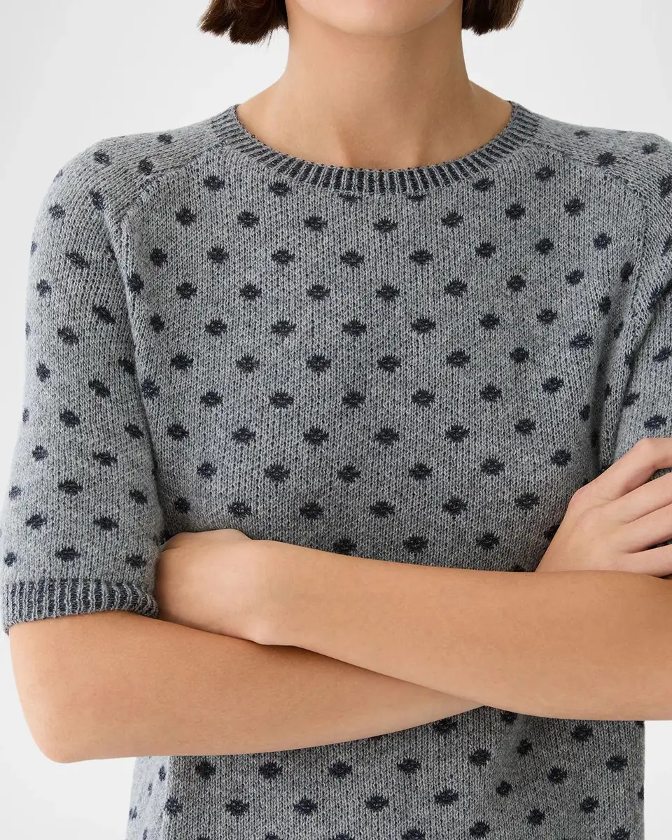Lafayette 148 New York Crewneck Polka Dot Jacquard Knit Sweater | Thumbnail 4