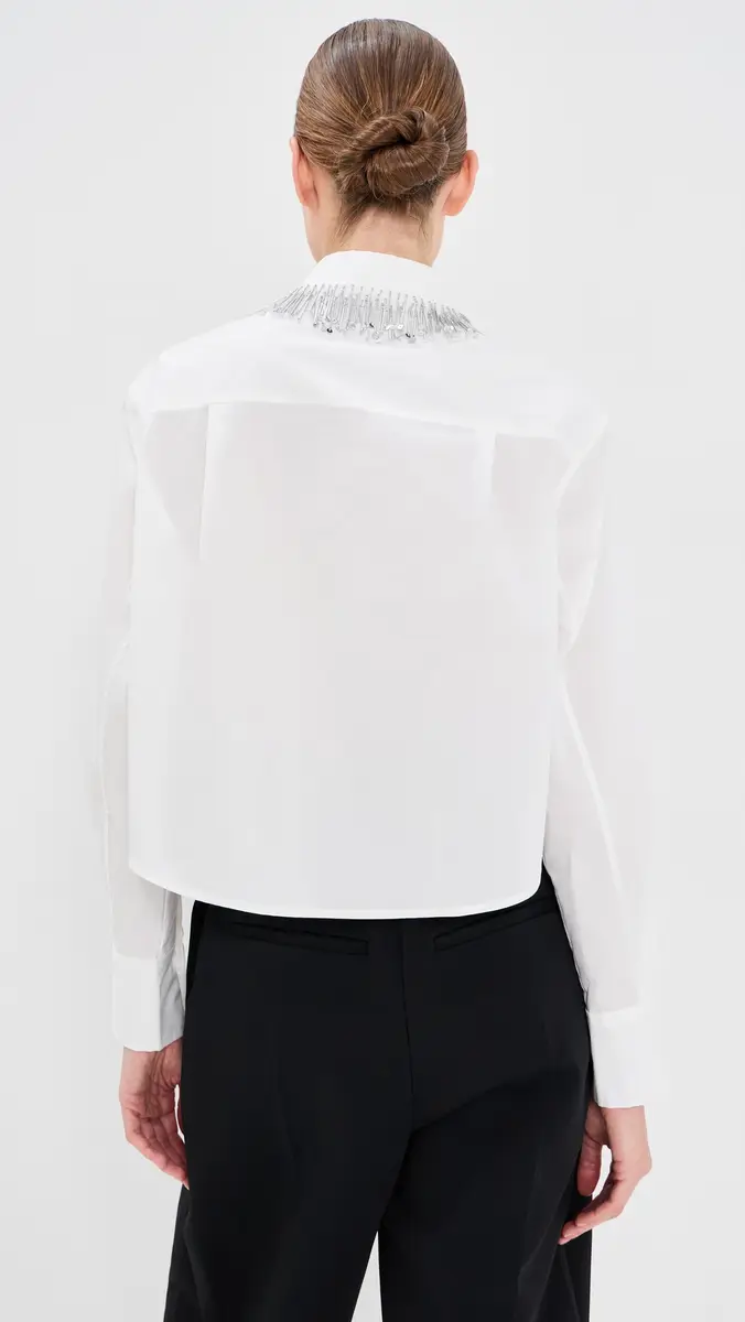 Simkhai Renata Embellished Cropped Button Down Shirt | Thumbnail 3 Simkhai Renata Embellished Cropped Button Down Shirt | Thumbnail 3
