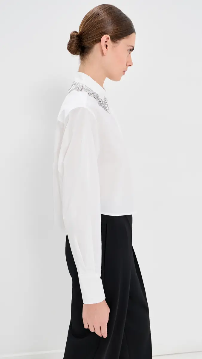 Simkhai Renata Embellished Cropped Button Down Shirt | Thumbnail 4 Simkhai Renata Embellished Cropped Button Down Shirt | Thumbnail 4