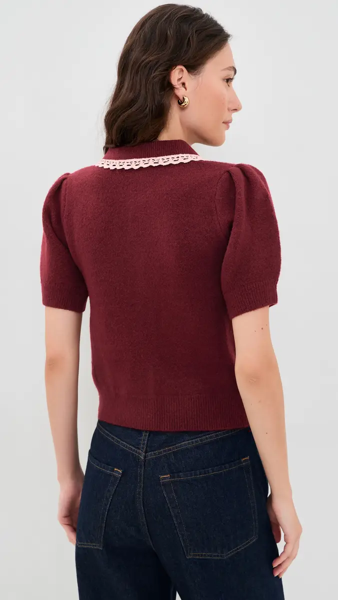English Factory Scalloped Crochet Collar Cardigan | Thumbnail 4 English Factory Scalloped Crochet Collar Cardigan | Thumbnail 4